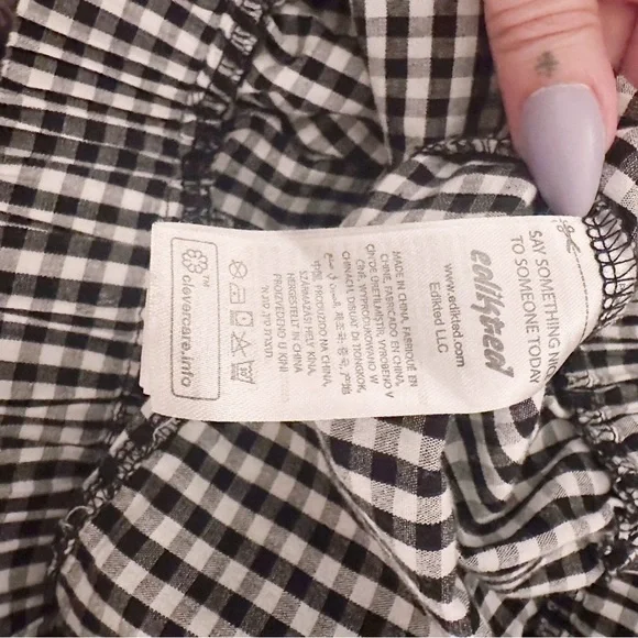 Edikted Plaid Black and White Gingham Shorts Elastic Waist Boxer - Picture 6 of 8